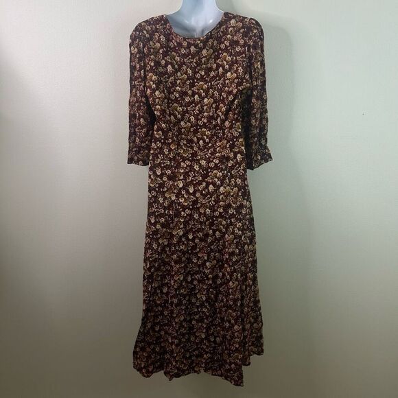 Vintage Byer Too Cottagecore Country Floral Button Front Midi Dress Women's 11 - Picture 6 of 12